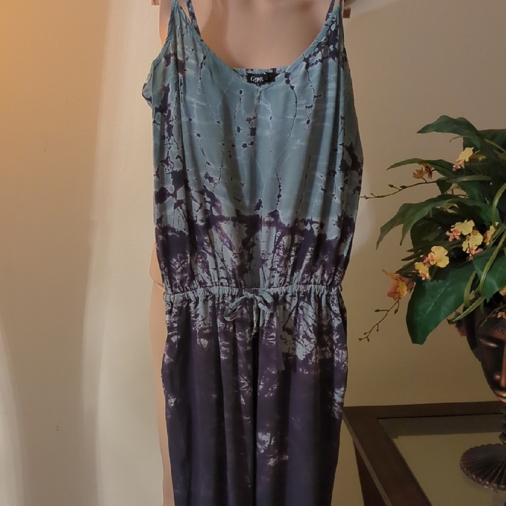 Tie-Dye silk sleeveless Jumpsuit, size L (M?)